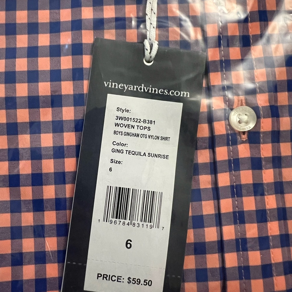 Vineyard Vines Blue and Orange Casual Button Down Shirt - Picture 2 of 2